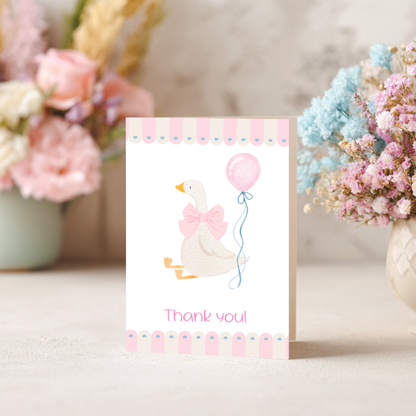 Baby Shower Thank You Card – Silly Goose Design Pink Girl Theme by The Saltwater Press