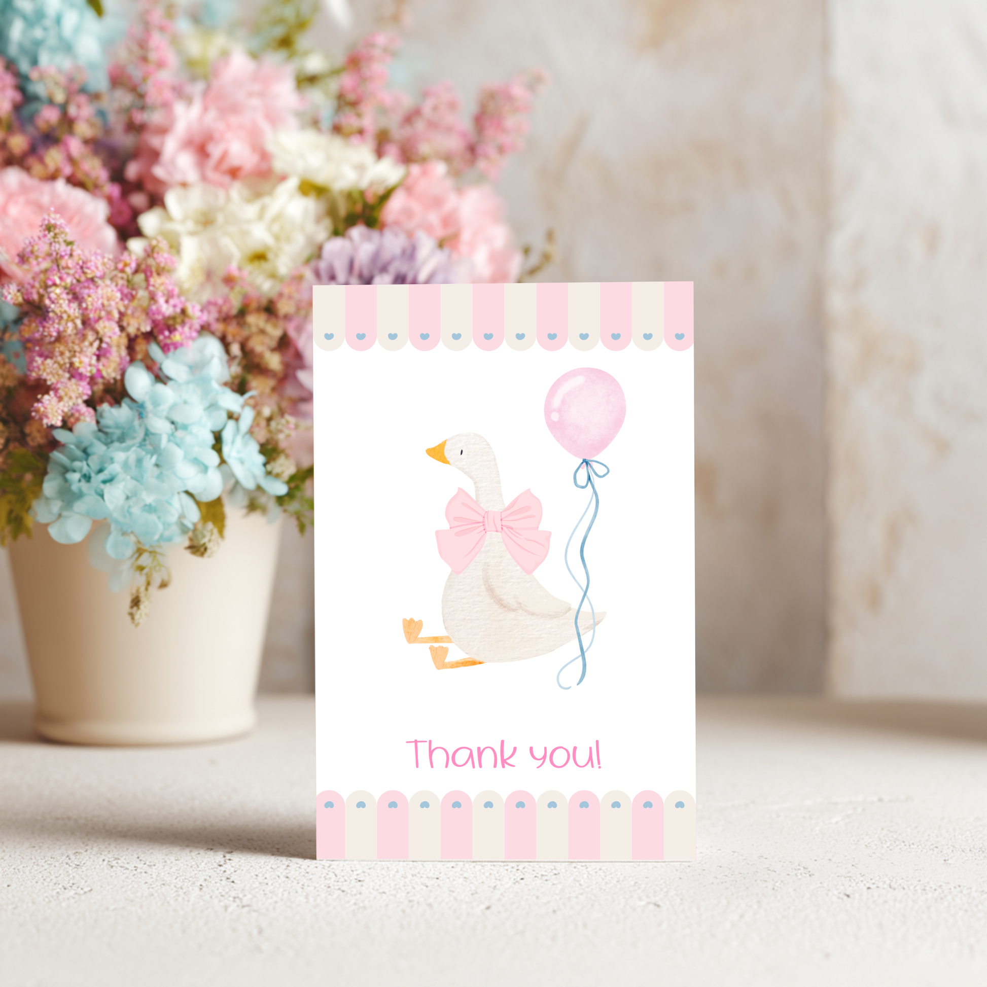 Baby Shower Thank You Card – Silly Goose Design Pink Girl Theme by The Saltwater Press