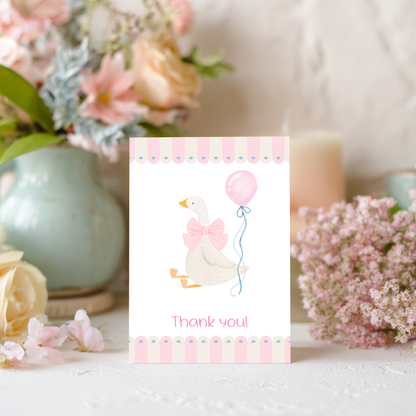 Baby Shower Thank You Card – Silly Goose Design Pink Girl Theme by The Saltwater Press