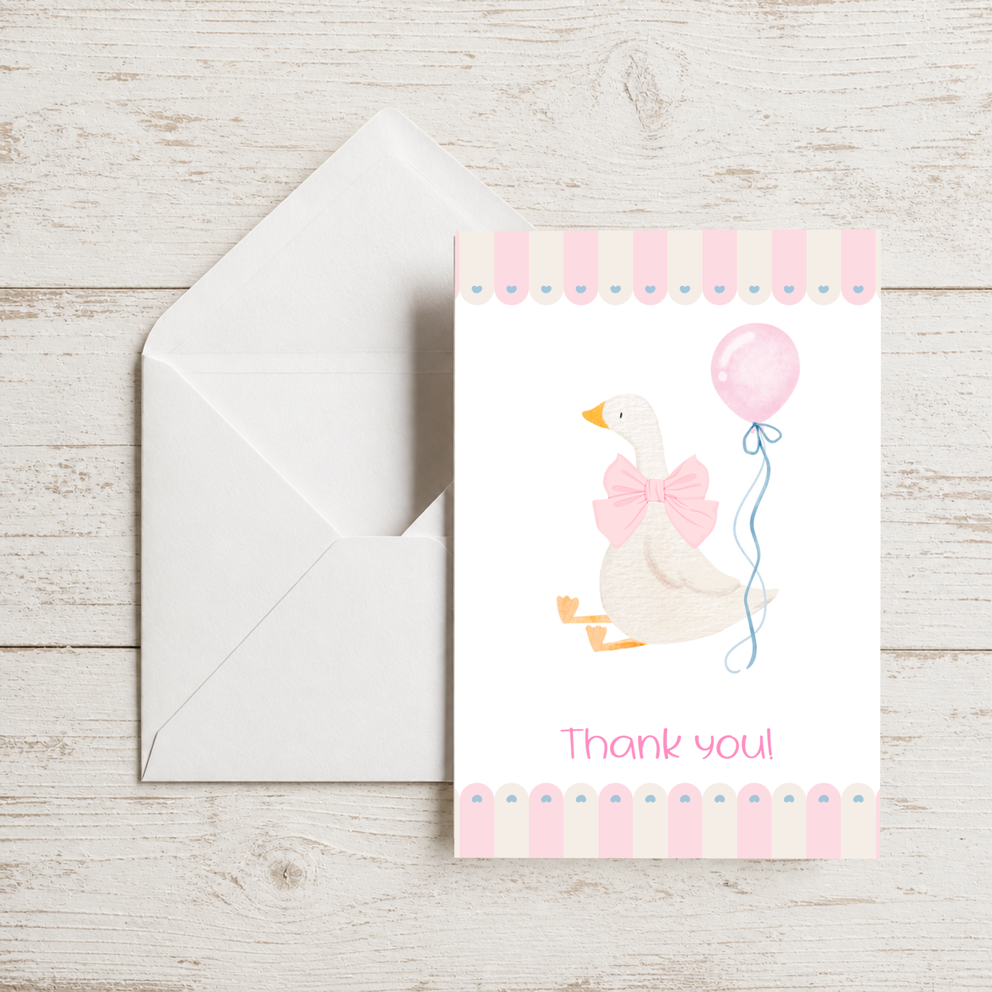 Baby Shower Thank You Card – Silly Goose Design Pink Girl Theme by The Saltwater Press