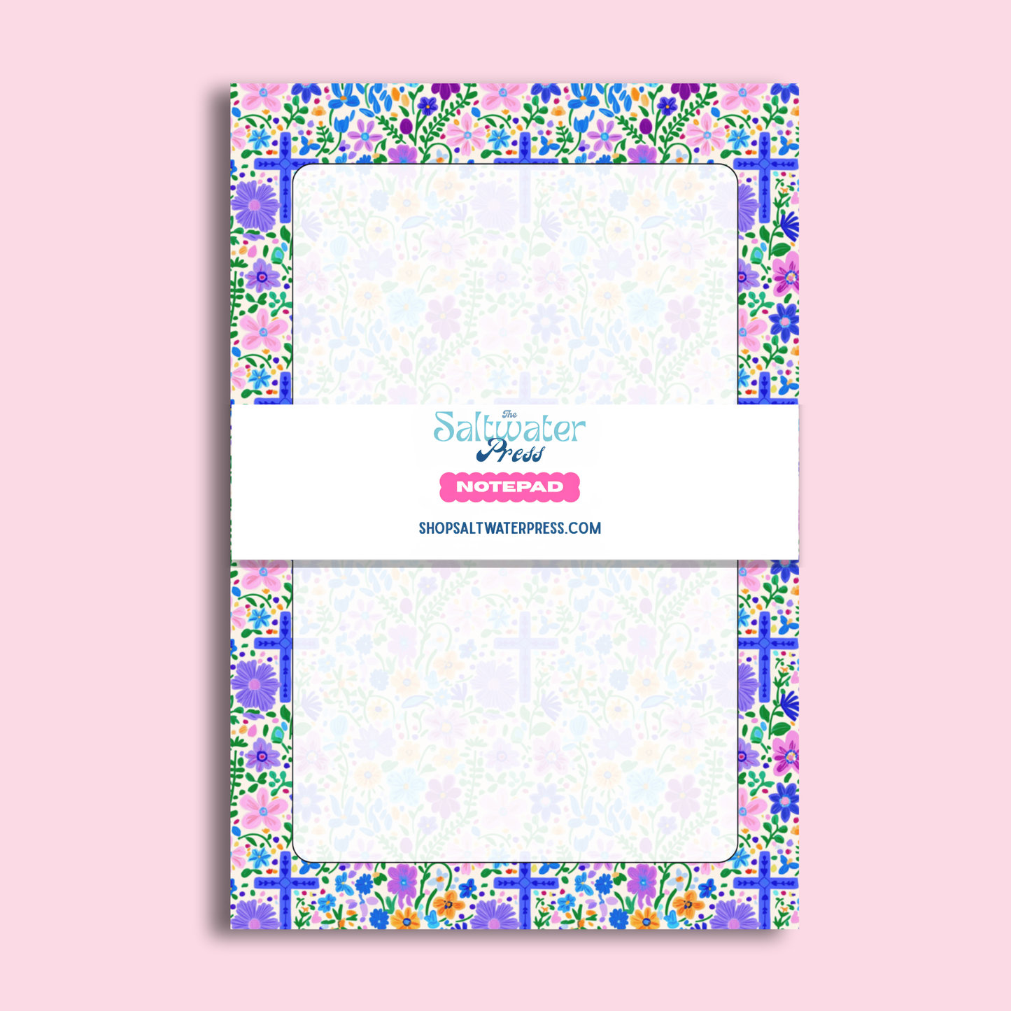 Blue Floral Cross Notepad by The Saltwater Press