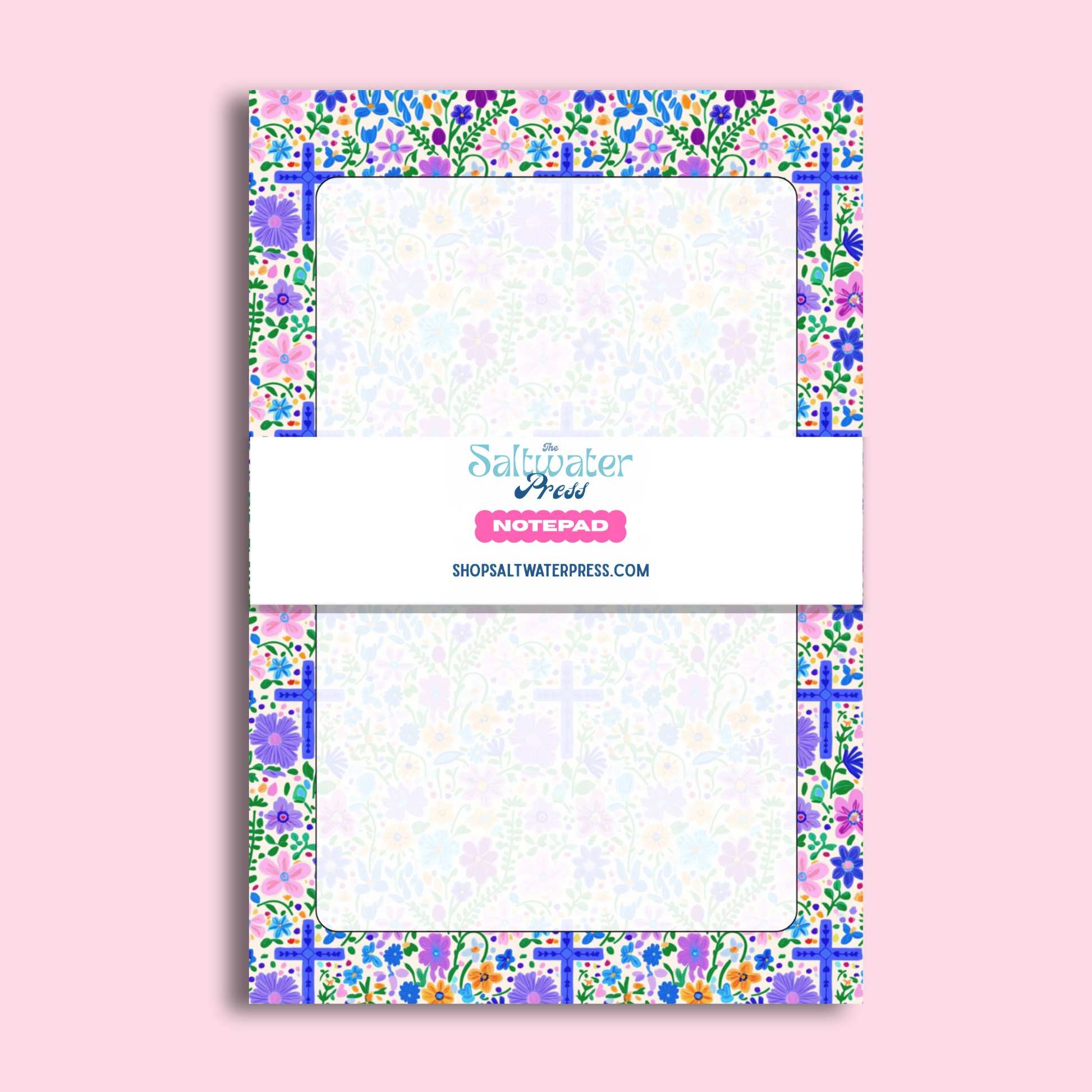 Blue Floral Cross Notepad by The Saltwater Press