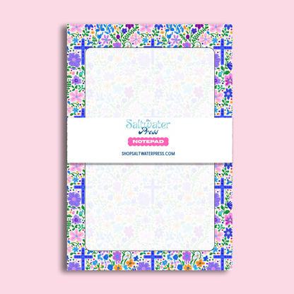 Blue Floral Cross Notepad by The Saltwater Press