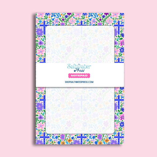 Blue Floral Cross Notepad by The Saltwater Press
