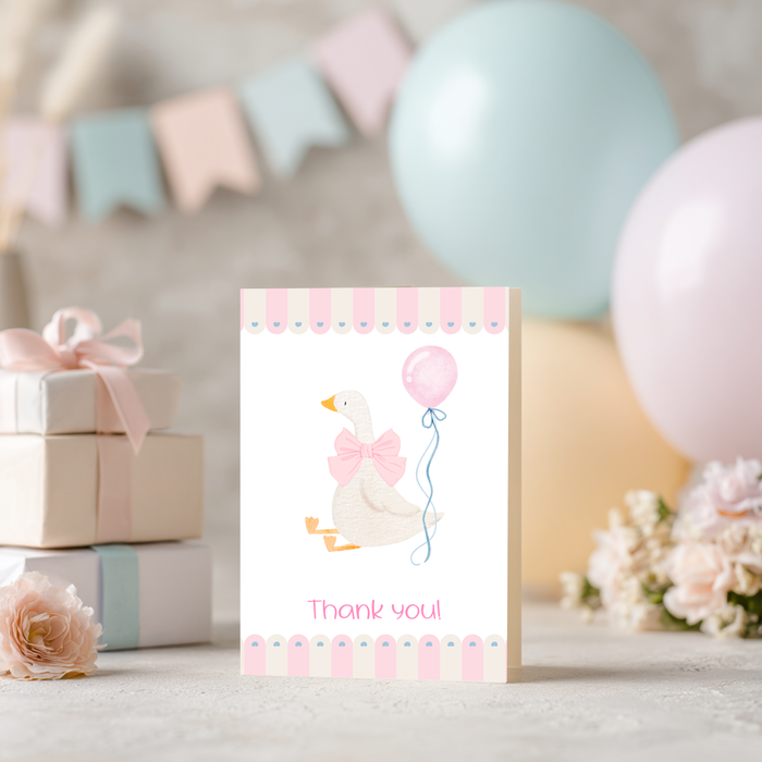 Baby Shower Thank You Card – Silly Goose Design Pink Girl Theme by The Saltwater Press