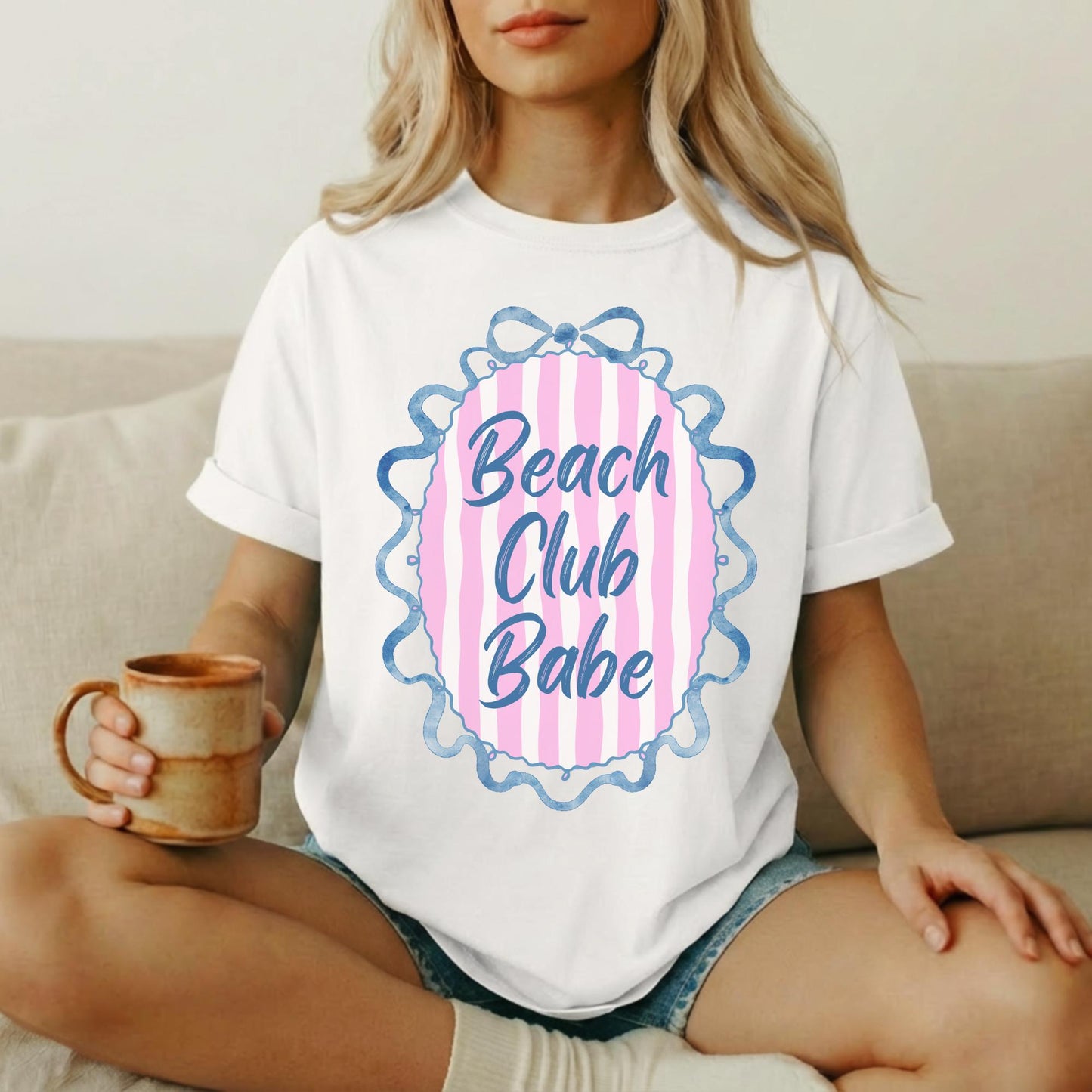Beach Club Shirt – Women's Summer Vacation Preppy Nautical Tee by The Saltwater Press