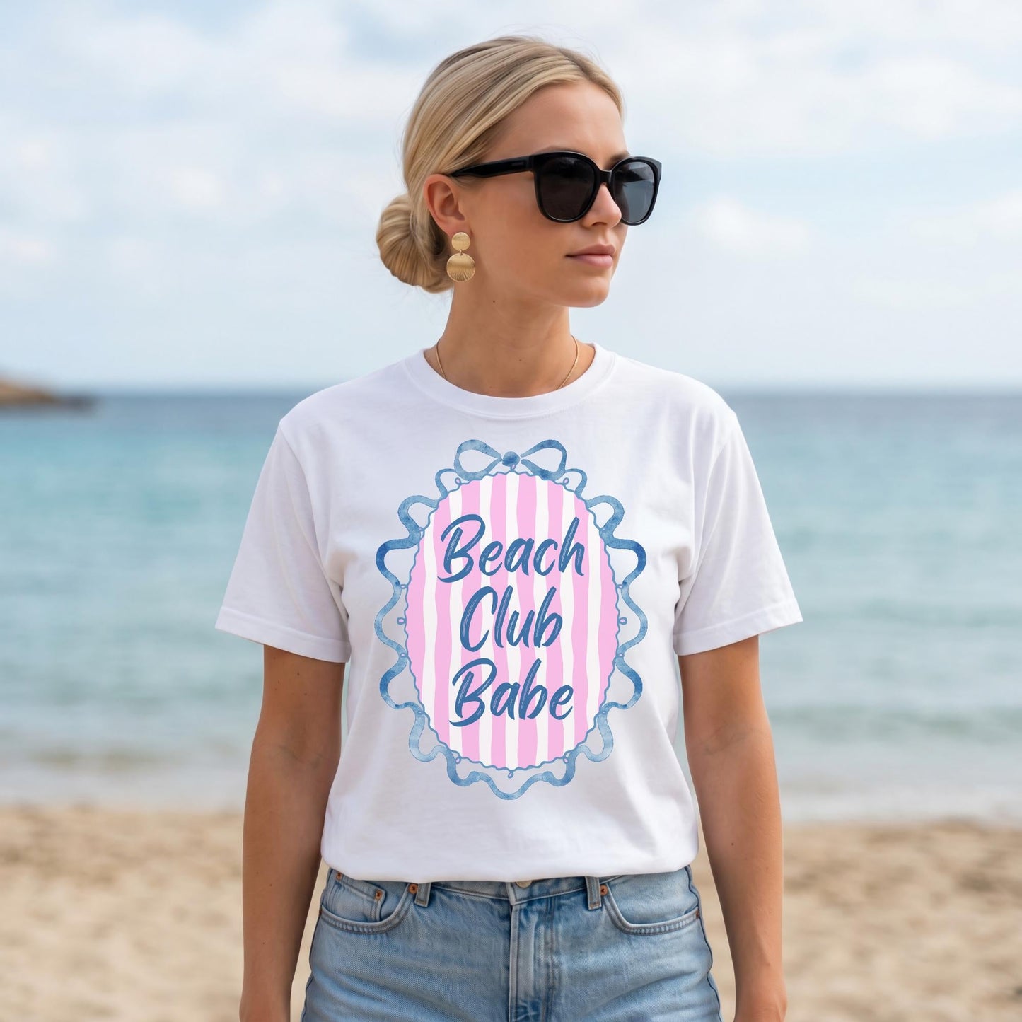 Beach Club Shirt – Women's Summer Vacation Preppy Nautical Tee by The Saltwater Press