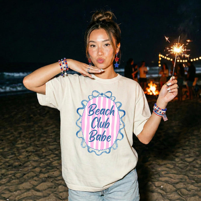 Beach Club Shirt – Women's Summer Vacation Preppy Nautical Tee by The Saltwater Press