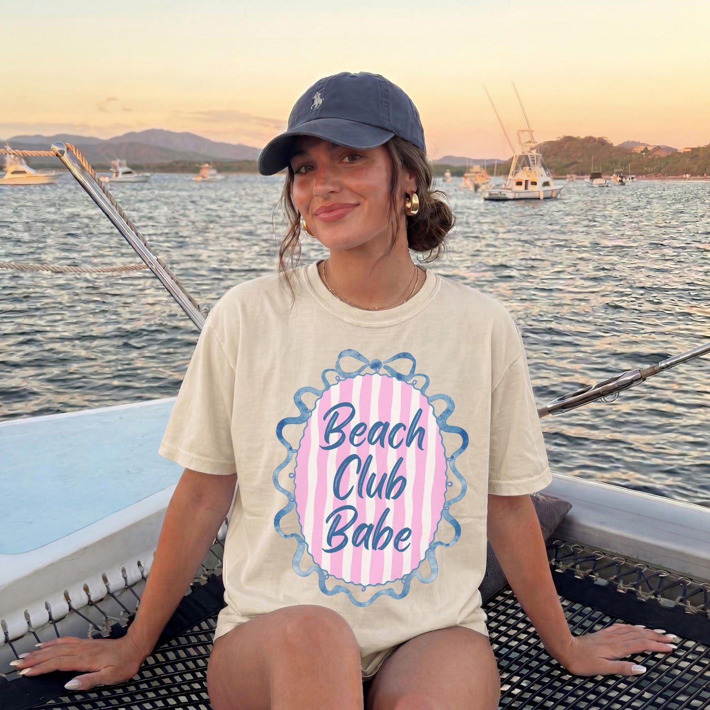Beach Club Shirt – Women's Summer Vacation Preppy Nautical Tee by The Saltwater Press
