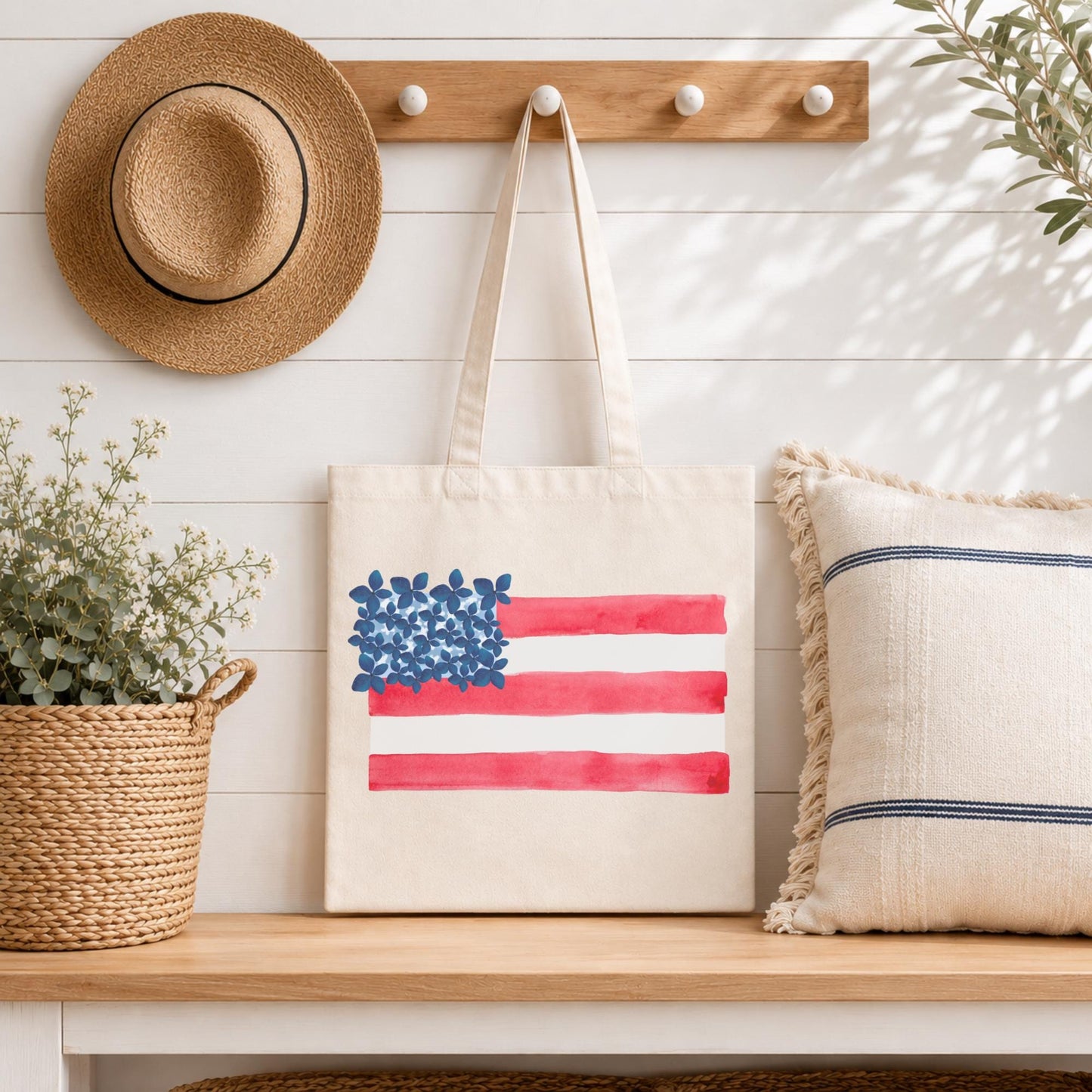 American Flag Tote Bag – Canvas Reusable Shopping Carrier by The Saltwater Press