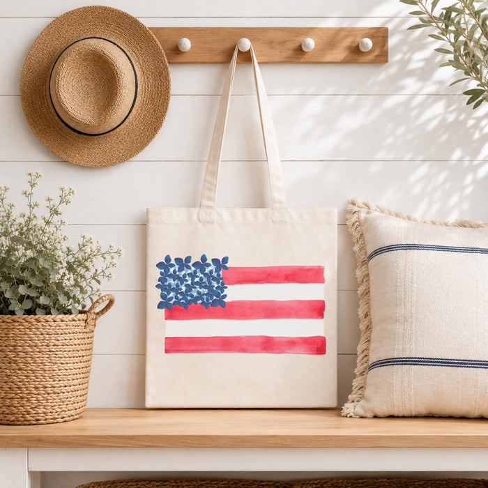 American Flag Tote Bag – Canvas Reusable Shopping Carrier by The Saltwater Press