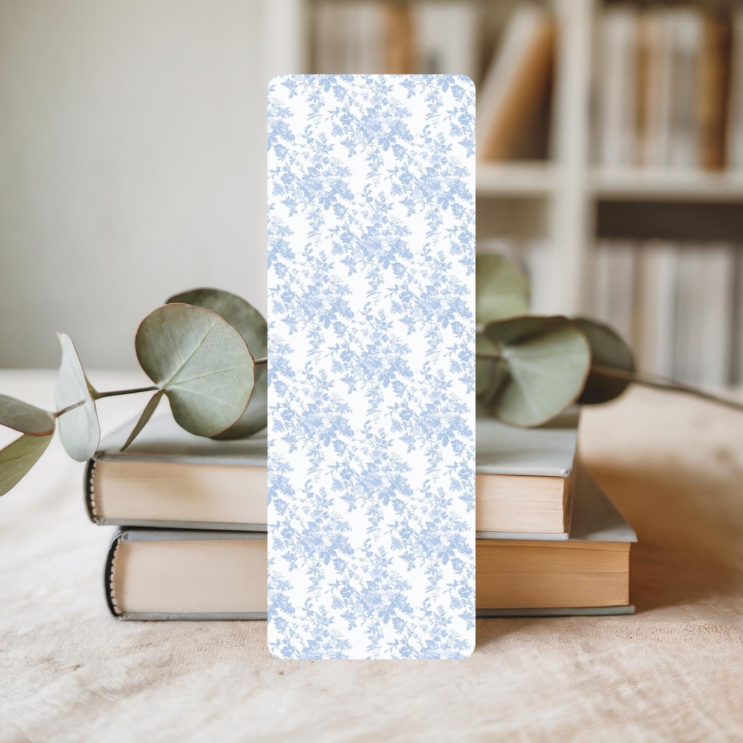 Blue Floral Bookmark – Laminated Toile Pattern for Book Lovers by The Saltwater Press