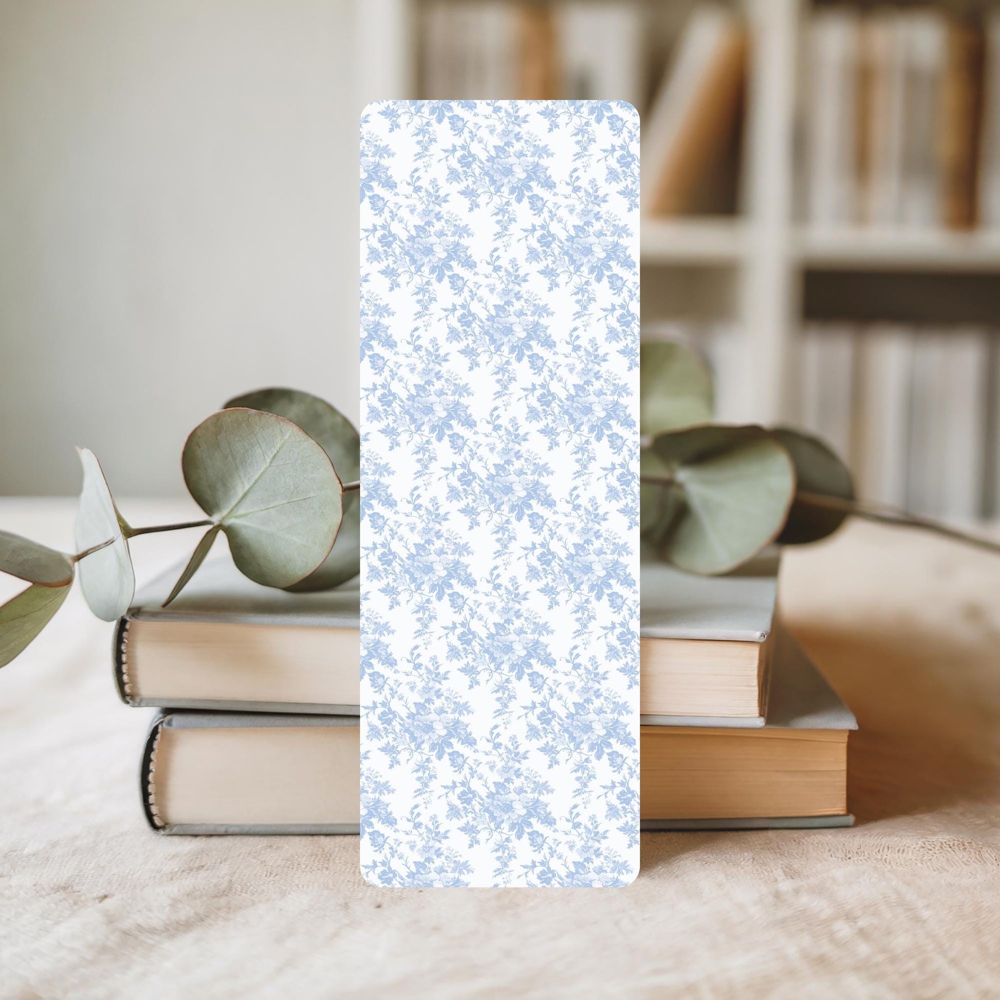 Blue Floral Bookmark – Laminated Toile Pattern for Book Lovers by The Saltwater Press