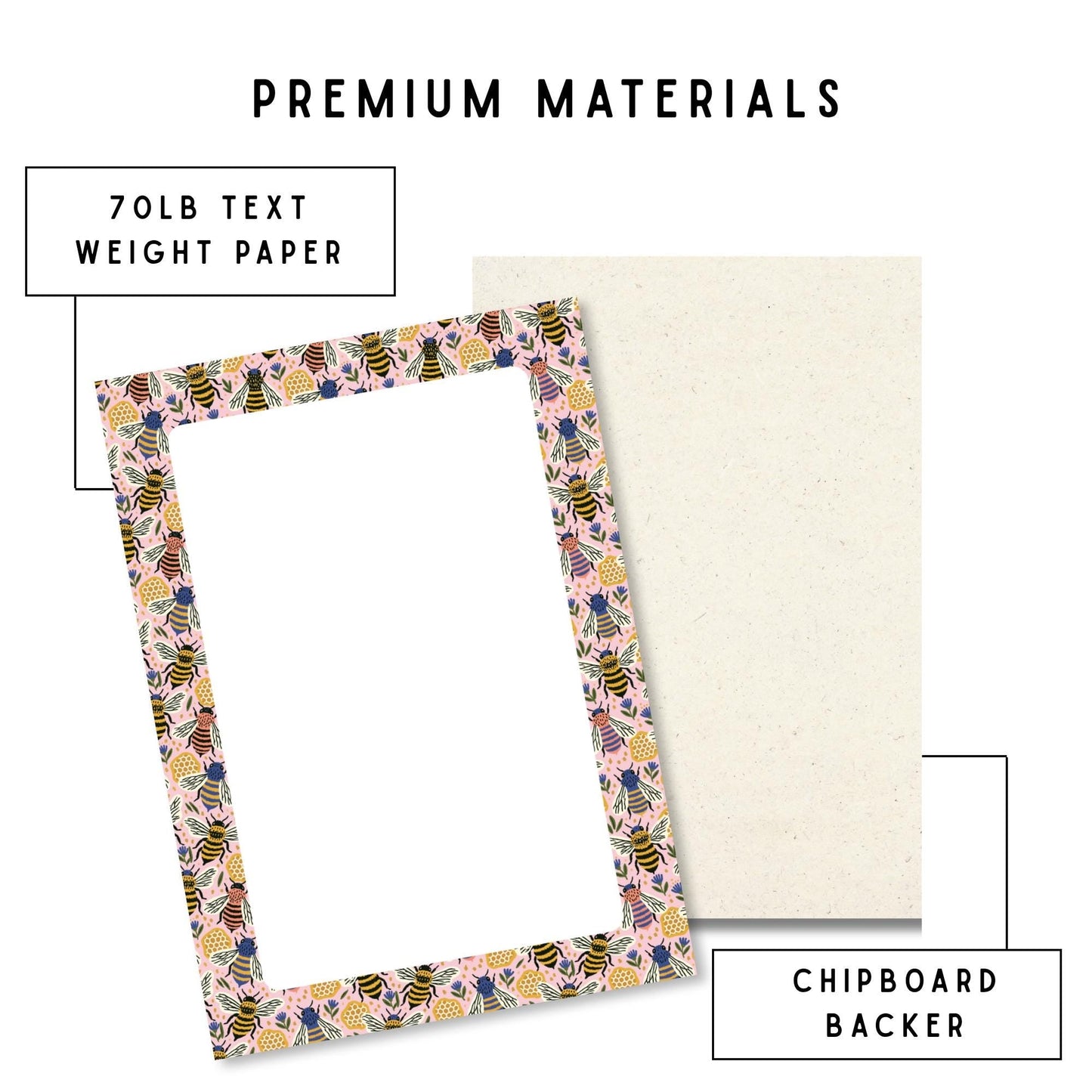 Bee Notepad – Lined 50 Tearoff Sheets with Pink Floral Design by The Saltwater Press